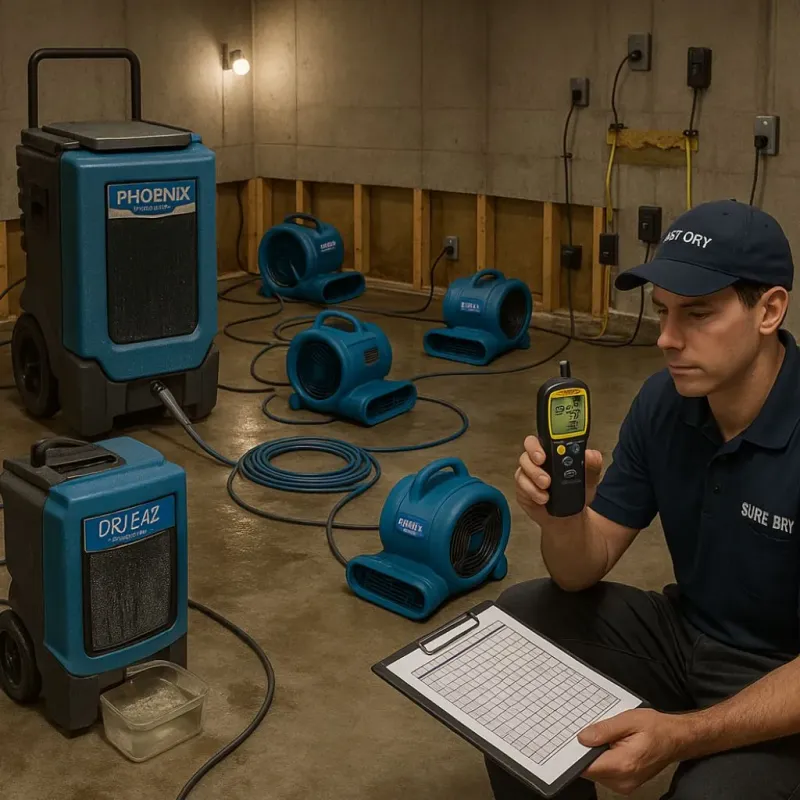 Structural Drying and Dehumidification process in Bostonia, CA